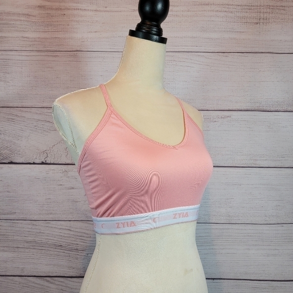 ZYIA Comfort Strappy Sports Bra Pink White Size Medium - Picture 4 of 6